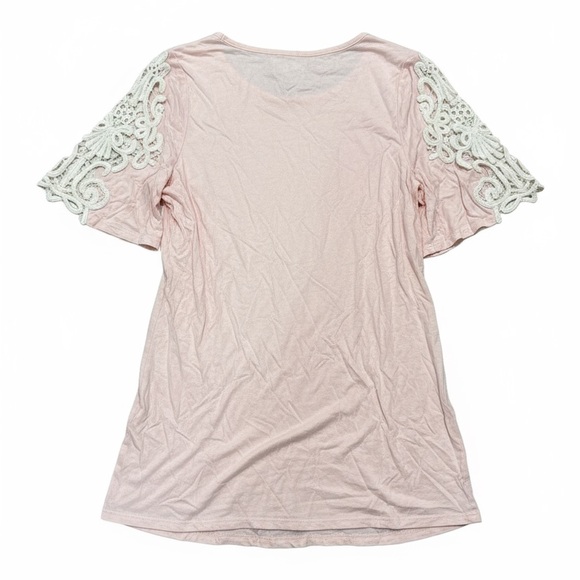 BomBom brand women’s lace sleeve pink tunic size medium - Picture 2 of 2